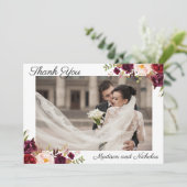 Foto Wedding Dankeschön Karten mit Marsala Blume (Stehend Vorderseite)