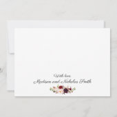 Foto Wedding Dankeschön Karten mit Marsala Blume (Rückseite)