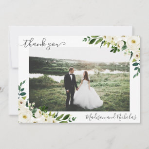 Foto Wedding Dankeschön Karten mit weißen Blume