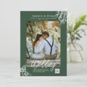 Foto Wedding Einladung JUNIPER GREEN Moderne (Stehend Vorderseite)