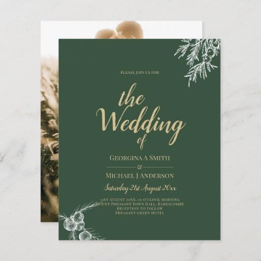 Foto Wedding Einladung JUNIPER GREEN Moderne (Vorne/Hinten)