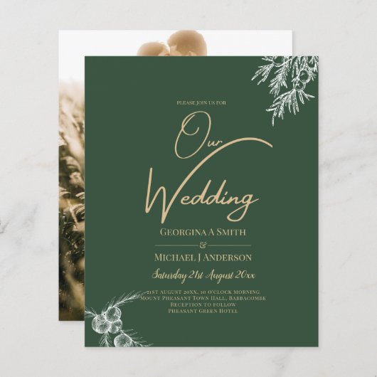 Foto Wedding Einladung JUNIPER GREEN Moderne (Vorne/Hinten)