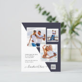 FOTO Wedding Einladung QR Code Retten Datum BLUE (Stehend Vorderseite)