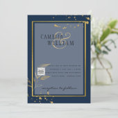 FOTO Wedding Einladung QR Code Retten Datum BLUE (Stehend Vorderseite)
