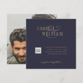 FOTO Wedding Einladung QR Code Retten Datum BLUE (Vorne/Hinten)