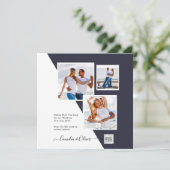 FOTO Wedding Einladung QR Code Retten Datum BLUE (Stehend Vorderseite)