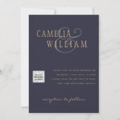 FOTO Wedding Einladung QR Code Retten Datum BLUE (Vorderseite)