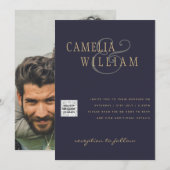 FOTO Wedding Einladung QR Code Retten Datum BLUE (Vorne/Hinten)