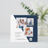 FOTO Wedding Einladung QR Code Retten Datum BLUE (Stehend Vorderseite)