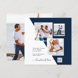 FOTO Wedding Einladung QR Code Retten Datum BLUE