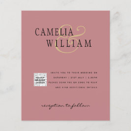 Foto Wedding Einladung QRCode UAWG Dusty Rose Flyer