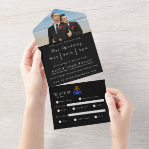 Foto Wedding Einladung-Twin Flame Symbol-LGBTQ- All In One Einladung