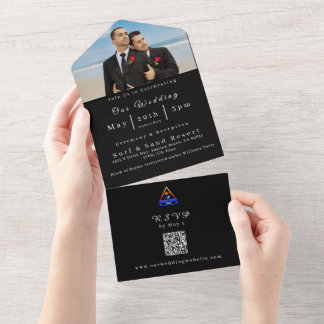 Foto Wedding Einladung-Twin Flame Symbol-LGBTQ- All In One Einladung