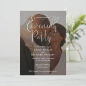 Foto Wedding Elegantes Script Abend Party Einladung (Stehend Vorderseite)