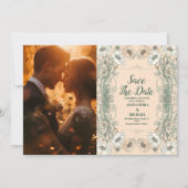 Foto Wedding Floral Art Nouveau Save The Date (Vorderseite)