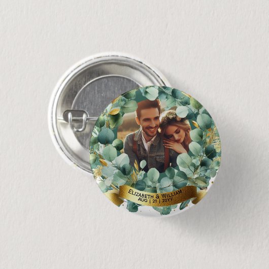 FOTO Wedding Gift Neuvermählte Jubiläumspaare Button (Vorne & Hinten)