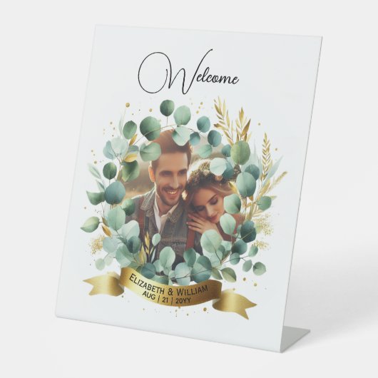 FOTO Wedding Gift Neuvermählte Jubiläumspaare Sockelschild (Vorderseite)