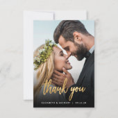 Foto Wedding Gold Script Black Danke (Vorderseite)