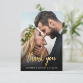 Foto Wedding Gold Script Black Danke (Stehend Vorderseite)