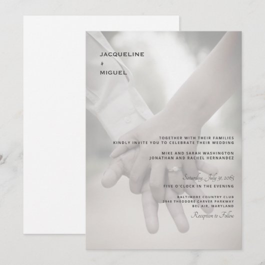 Foto Wedding Hands Moderne Einladung (Vorne/Hinten)