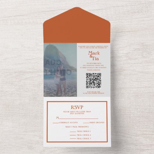 Foto Wedding Invitation QR Code All In One Einladung (Innen Boden)