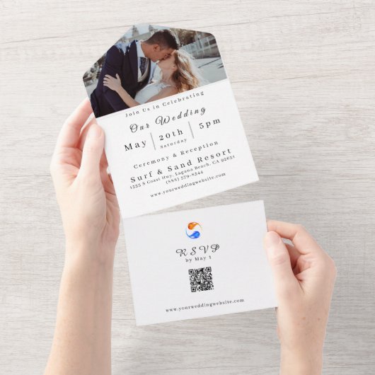 Foto Wedding Invitation-QR Code-Twin Flames- All In One Einladung (Abreißen)