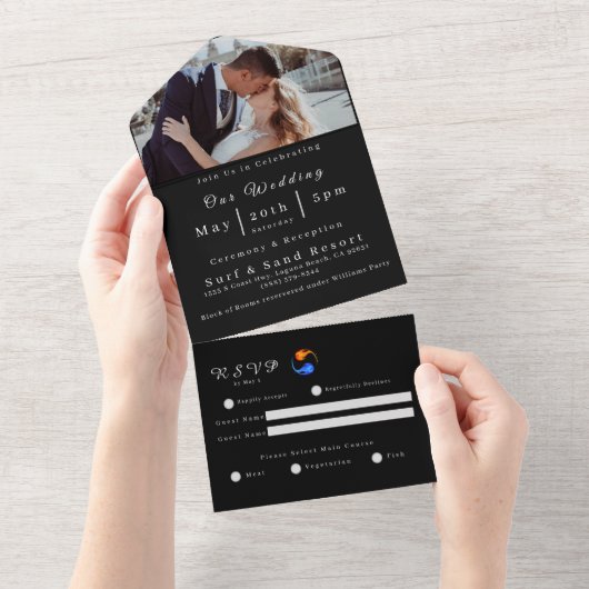 Foto Wedding Invitation-Twin Flames- All In One Einladung (Abreißen)