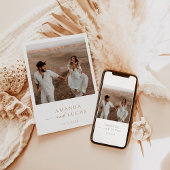Foto Wedding Invite, Boho Minimalistisch neutraler Einladung