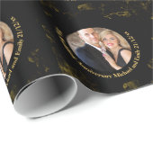 FOTO Wedding Jubiläum GIFT WRAP schwarzes Gold Geschenkpapier (Rolleneckpunkt)