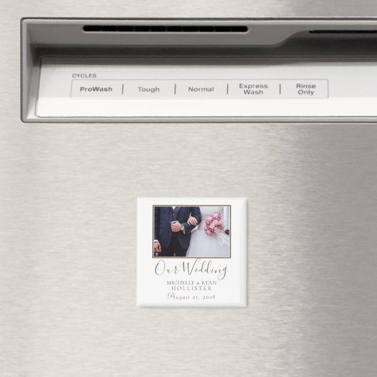 Foto Wedding Keepake Elegant White Magnet (In Situ (Geschirrspüler))