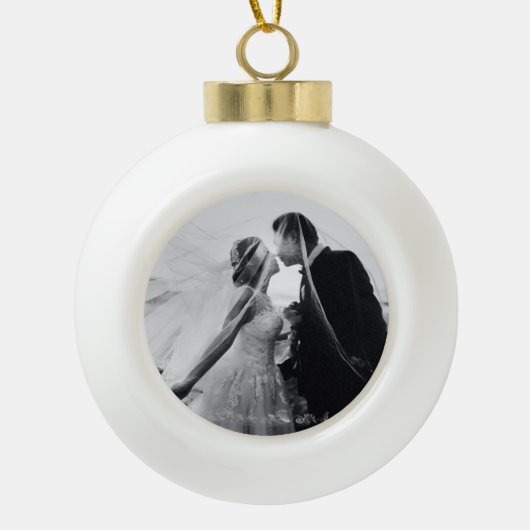 Foto Wedding Keepake Weihnachten Keramik Kugel-Ornament (Vorderseite)