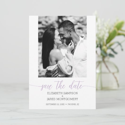 Foto Wedding Lavender Save The Date (Stehend Vorderseite)