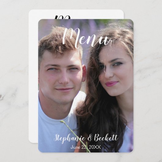 Foto Wedding Menu Card Menükarte (Vorne/Hinten)