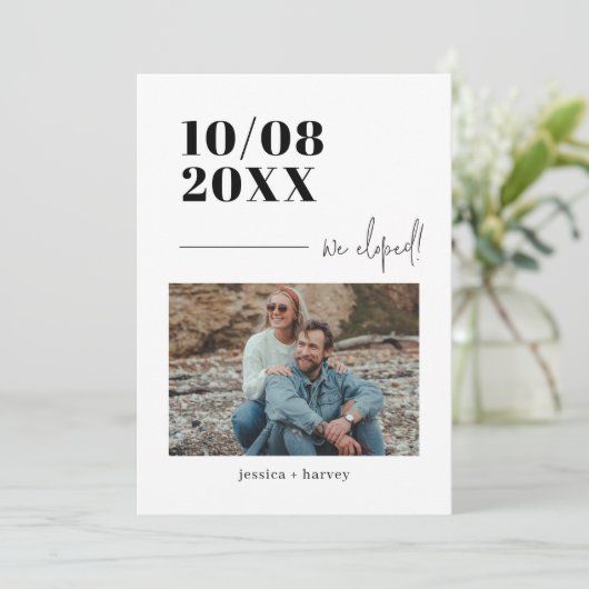 Foto Wedding Minimalistisch Elopement Ankündigung (Stehend Vorderseite)