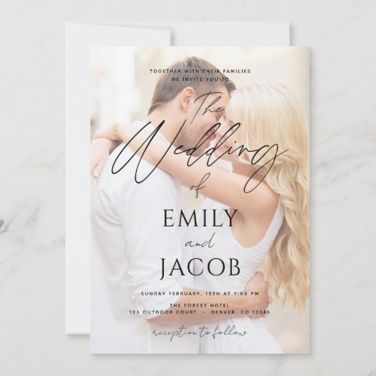 Foto Wedding Modern Script Typografy Einladung (Vorderseite)