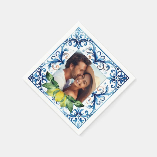 Foto Wedding Napkins Amalfi Tile und Zitronen Serviette (Ecke)