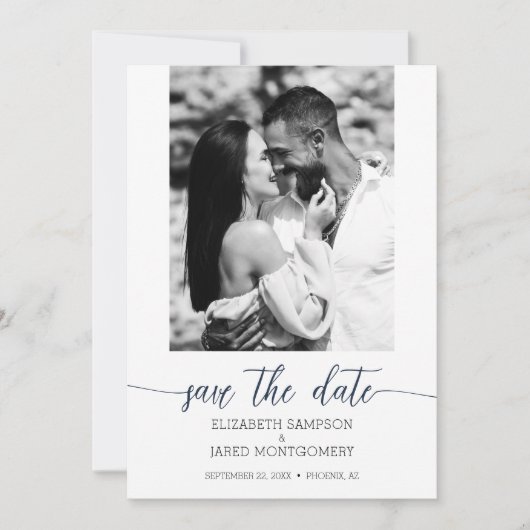 Foto Wedding Navy Blue Save The Date (Vorderseite)