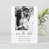 Foto Wedding Navy Blue Save The Date (Stehend Vorderseite)