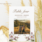 Foto Wedding Pink Blume Tischnummer Card