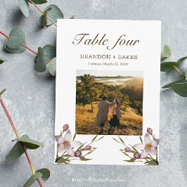 Foto Wedding Pink Blume Tischnummer Card