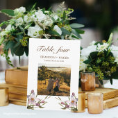 Foto Wedding Pink Blume Tischnummer Card