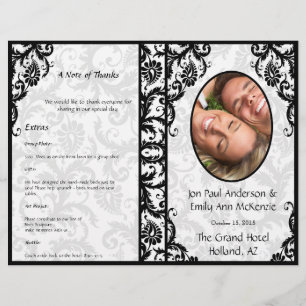 Foto Wedding Program Black Damask