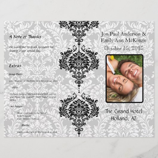 Foto Wedding Program Black Damask (Vorderseite)