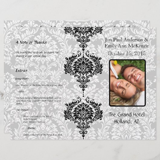 Foto Wedding Program Black Damask (Vorne/Hinten)