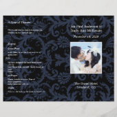 Foto Wedding Program Navy Blue & White Damask (Vorderseite)
