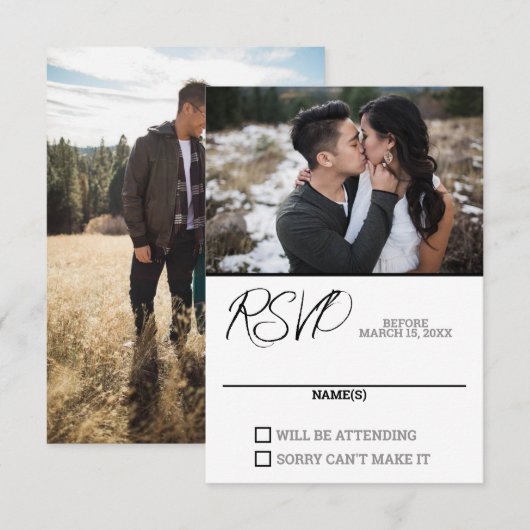Foto Wedding RSVP Card Karte (Vorne/Hinten)