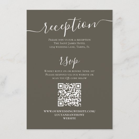 Foto Wedding RSVP Card Neutral Braun Begleitkarte (Vorderseite)