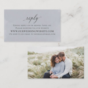 Foto Wedding RSVP Online Elegante Wasserfarbe Blau Begleitkarte