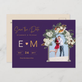 Foto Wedding Save the Date Lila Floral Postcard Postkarte