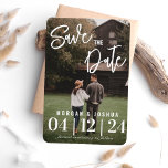 Foto Wedding Save the Date Magnet | Imitate Vellum<br><div class="desc">Minimalistisch speichern Sie den Datums-Magneten mit einem Imitat-Vellum-Overlay. Dieses elegante,  aber schlichte Save the Date ist perfekt als Magnet!</div>